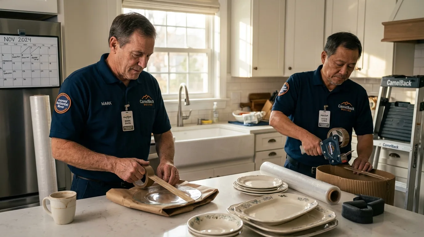 Professional crew packing kitchen dishware in Kearny, NJ